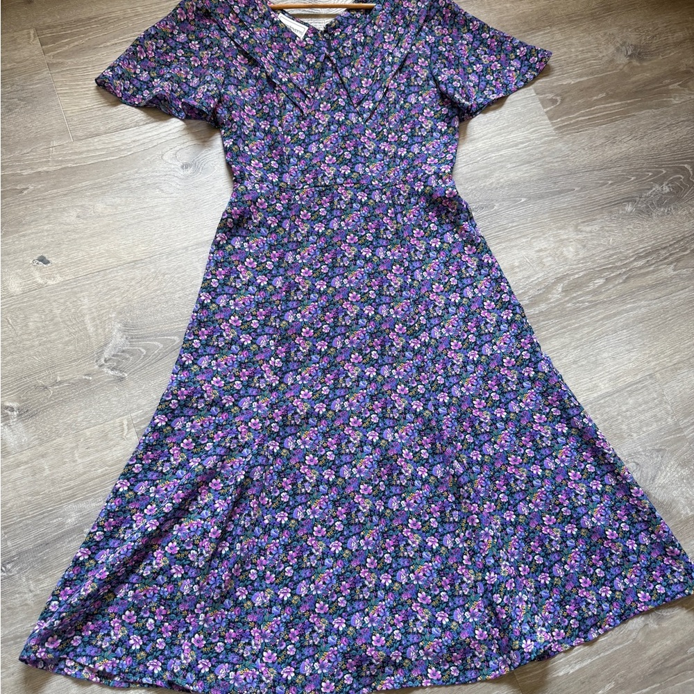 VINGTAGE- Karinstevens Floral Purple Dress- Petites size 6 - Picture 13 of 13